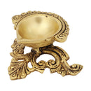 Brass small Akhand Diya - intricately designed brass oil lamp, compact size, traditional Indian Diya, golden finish, decorative home accent, emits a warm and serene glow, ideal for religious ceremonies and meditation, enhances spiritual ambiance and decor.