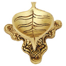 Brass Leaf Diya - elegantly crafted brass oil lamp in the shape of a leaf, golden finish, decorative home accent, inspired by nature's beauty, traditional Indian Diya, emits a soft and serene glow, ideal for religious ceremonies and festive occasions, enhances spiritual ambiance and decor with a touch of natural charm.