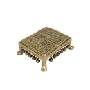 Brass Chowki - intricately carved brass platform, golden finish, perfect for placing deities or sacred objects during religious ceremonies and rituals, enhances the sanctity and beauty of the worship space, symbolizes stability and divine presence, adds a touch of elegance to your home puja setup, a valuable and ornamental addition to your collection of brass religious artifacts and decor.