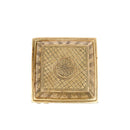 Brass Chowki - intricately carved brass platform, golden finish, perfect for placing deities or sacred objects during religious ceremonies and rituals, enhances the sanctity and beauty of the worship space, symbolizes stability and divine presence, adds a touch of elegance to your home puja setup, a valuable and ornamental addition to your collection of brass religious artifacts and decor.