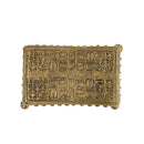 Brass Chowki - intricately carved brass platform, golden finish, perfect for placing deities or sacred objects during religious ceremonies and rituals, enhances the sanctity and beauty of the worship space, symbolizes stability and divine presence, adds a touch of elegance to your home puja setup, a valuable and ornamental addition to your collection of brass religious artifacts and decor.