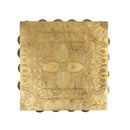 Brass Chowki - intricately carved brass platform, golden finish, perfect for placing deities or sacred objects during religious ceremonies and rituals, enhances the sanctity and beauty of the worship space, symbolizes stability and divine presence, adds a touch of elegance to your home puja setup, a valuable and ornamental addition to your collection of brass religious artifacts and decor.