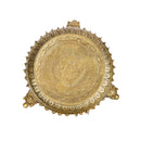 Brass Chowki - intricately carved brass platform, golden finish, perfect for placing deities or sacred objects during religious ceremonies and rituals, enhances the sanctity and beauty of the worship space, symbolizes stability and divine presence, adds a touch of elegance to your home puja setup, a valuable and ornamental addition to your collection of brass religious artifacts and decor.