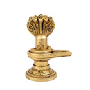 Brass Shivling - intricately crafted brass Shivling (Shiva Lingam), golden finish, sacred symbol of Lord Shiva, perfect for worship and meditation, ideal for creating a divine ambiance in your home or temple, symbolizes the cosmic energy and represents the formless nature of Lord Shiva, enhances spiritual practices and fosters a sense of reverence, a beautiful and sacred addition to your collection of brass artifacts.