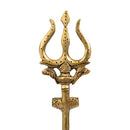Brass Trishul - meticulously designed brass Trishul (trident), golden finish, symbolic weapon of Lord Shiva, perfect for worship and spiritual practices, ideal for creating a divine ambiance in your home or temple, represents power, protection, and destruction of negativity, enhances the spiritual energy and fosters a sense of devotion, a sacred and captivating addition to your collection of brass artifacts.