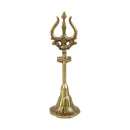 Brass Trishul - meticulously designed brass Trishul (trident), golden finish, symbolic weapon of Lord Shiva, perfect for worship and spiritual practices, ideal for creating a divine ambiance in your home or temple, represents power, protection, and destruction of negativity, enhances the spiritual energy and fosters a sense of devotion, a sacred and captivating addition to your collection of brass artifacts.