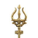 Brass Trishul - meticulously designed brass Trishul (trident), golden finish, symbolic weapon of Lord Shiva, perfect for worship and spiritual practices, ideal for creating a divine ambiance in your home or temple, represents power, protection, and destruction of negativity, enhances the spiritual energy and fosters a sense of devotion, a sacred and captivating addition to your collection of brass artifacts.