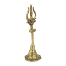 Brass Trishul - meticulously designed brass Trishul (trident), golden finish, symbolic weapon of Lord Shiva, perfect for worship and spiritual practices, ideal for creating a divine ambiance in your home or temple, represents power, protection, and destruction of negativity, enhances the spiritual energy and fosters a sense of devotion, a sacred and captivating addition to your collection of brass artifacts.