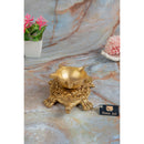 Brass small Akhand Turtle Diya - intricately designed brass oil lamp, compact size, traditional Indian Diya, golden finish, decorative home accent, emits a warm and serene glow, ideal for religious ceremonies and meditation, enhances spiritual ambiance and decor.
