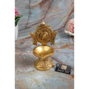 Brass Chakra Diya - beautifully crafted brass oil lamp with Chakra design, golden finish, decorative home accent, traditional Indian Diya, symbolizes spiritual energy and balance, emits a radiant and peaceful glow, perfect for rituals and meditation, enhances spiritual ambiance and decor