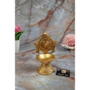Brass Chakra Diya - beautifully crafted brass oil lamp with Chakra design, golden finish, decorative home accent, traditional Indian Diya, symbolizes spiritual energy and balance, emits a radiant and peaceful glow, perfect for rituals and meditation, enhances spiritual ambiance and decor