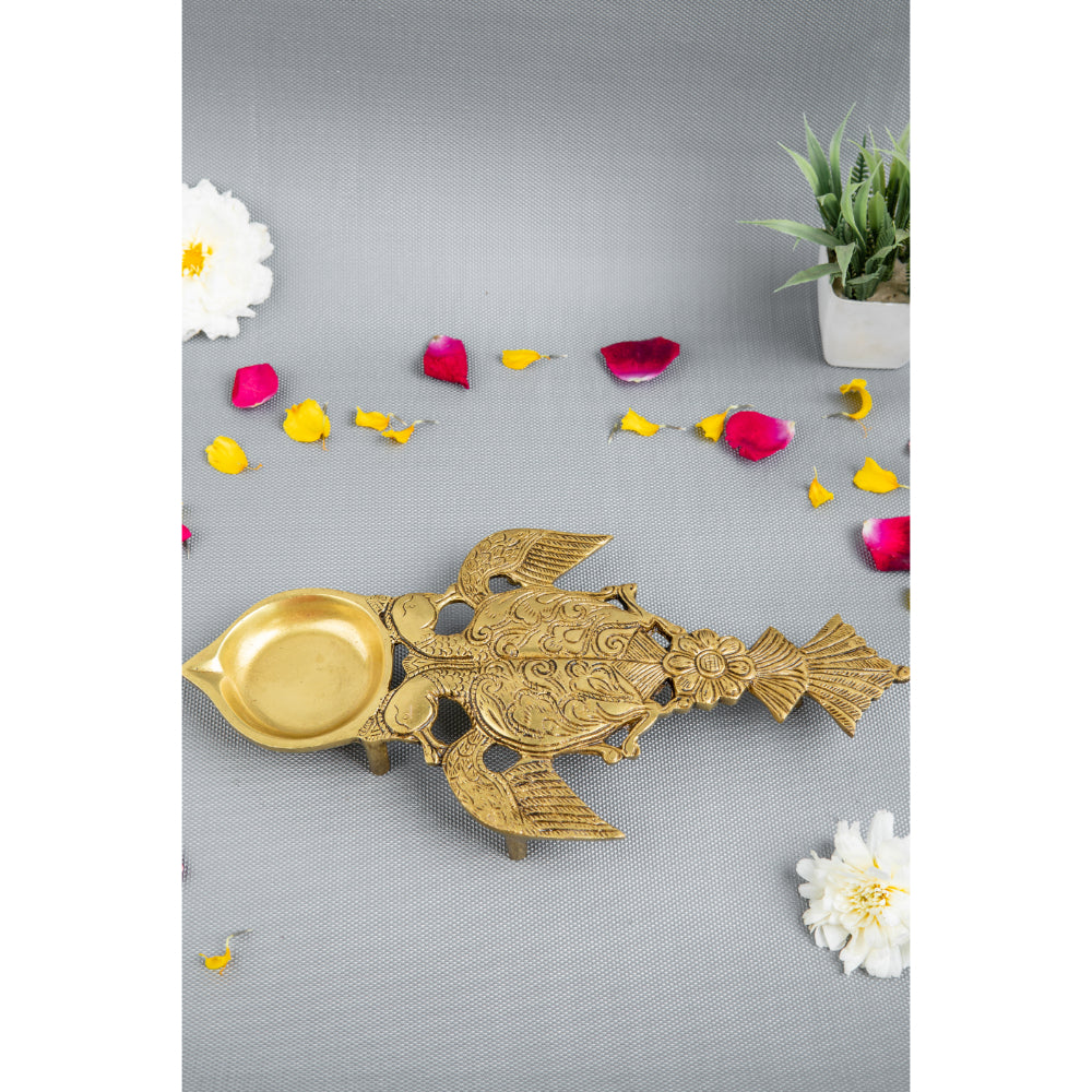 Jaszz Art Brass Pooja Havan Twin Peacock Spoon