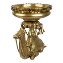 Brass Camel Urli - exquisitely designed brass decorative bowl adorned with camel motifs, golden finish, traditional Indian Urli, versatile home accent, ideal for floating flower petals or candles, symbolizes resilience and adventure, adds a touch of cultural charm and elegance to any space, perfect for creating a captivating ambiance and enhancing interior decor, a timeless piece of art for both indoor and outdoor settings.