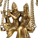 Brass God Radha Krishna Ji - intricately designed brass statue featuring Lord Krishna and Radha, golden finish, divine and eternal divine couple, perfect for home decor and spiritual spaces, ideal for invoking love, devotion, and divine union, symbolizes divine love, harmony, and transcendence, enhances the spiritual energy and fosters a sense of divine presence, a sacred and cherished addition to your collection of brass sculptures and figurines."