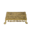 Brass Chowki - intricately carved brass platform, golden finish, perfect for placing deities or sacred objects during religious ceremonies and rituals, enhances the sanctity and beauty of the worship space, symbolizes stability and divine presence, adds a touch of elegance to your home puja setup, a valuable and ornamental addition to your collection of brass religious artifacts and decor.