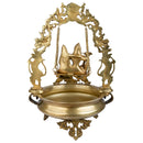Brass Radha Krishna Ji Urli - intricately designed brass decorative bowl featuring idols of Radha and Krishna, golden finish, traditional Indian Urli, auspicious home accent, ideal for floating flower petals or candles, symbolizes divine love and devotion, adds a touch of spirituality and cultural beauty to any space, perfect for creating a serene ambiance and enhancing interior decor, a timeless piece of art for both indoor and outdoor settings.
