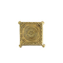 Brass Chowki - intricately carved brass platform, golden finish, perfect for placing deities or sacred objects during religious ceremonies and rituals, enhances the sanctity and beauty of the worship space, symbolizes stability and divine presence, adds a touch of elegance to your home puja setup, a valuable and ornamental addition to your collection of brass religious artifacts and decor.