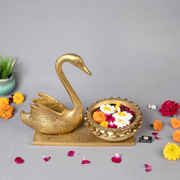 Brass Swarn Urli - meticulously designed brass decorative bowl with intricate patterns, golden finish, traditional Indian Urli, versatile home accent, ideal for floating flower petals or candles, adds a touch of opulence and elegance to any space, perfect for creating a luxurious ambiance and enhancing interior decor, a statement piece of art for both indoor and outdoor settings, exudes a sense of grandeur and sophistication.