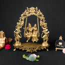 Brass God Radha Krishna Ji - intricately designed brass statue featuring Lord Krishna and Radha, golden finish, divine and eternal divine couple, perfect for home decor and spiritual spaces, ideal for invoking love, devotion, and divine union, symbolizes divine love, harmony, and transcendence, enhances the spiritual energy and fosters a sense of divine presence, a sacred and cherished addition to your collection of brass sculptures and figurines."