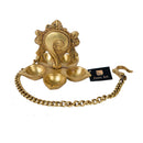 Brass Wall Diya - intricately designed brass oil lamp for wall mounting, golden finish, decorative home accent, traditional Indian Diya, emits a warm and inviting glow, ideal for enhancing wall decor and creating an ambiance of serenity, perfect for religious ceremonies and festive occasions, adds a touch of traditional charm to interior spaces.