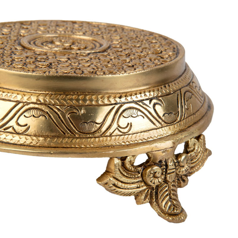 Jaszz Art Brass Pooja Chowki 4 Leg Designer