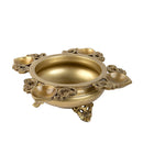 Brass 4 Diya Urli - beautifully crafted brass decorative bowl with four diya (oil lamp) holders, golden finish, traditional Indian Urli, versatile home accent, ideal for lighting multiple diya simultaneously, adds a touch of warmth and radiance to any space, perfect for creating a festive ambiance and enhancing interior decor, a charming centerpiece for religious ceremonies and celebratory occasions.