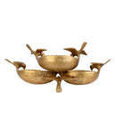 Brass Bird Urli - meticulously crafted brass decorative bowl with bird motifs, golden finish, traditional Indian Urli, versatile home accent, ideal for floating flower petals or candles, adds a touch of nature-inspired elegance to any space, perfect for creating a serene ambiance and enhancing interior decor, a symbol of freedom and grace, a timeless piece of art for both indoor and outdoor settings, brings harmony and tranquility to your living space.