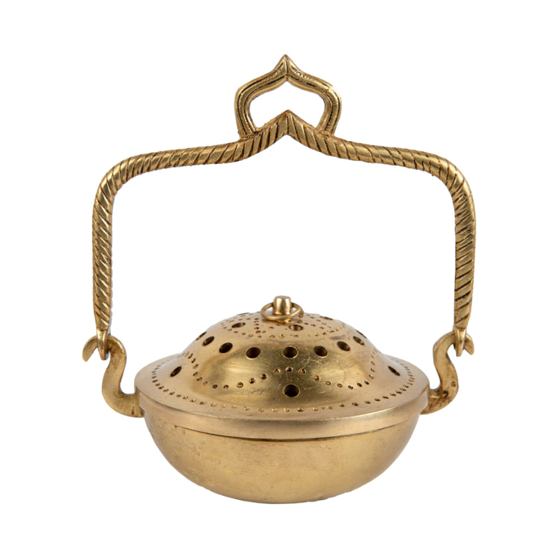Brass Dhoop Dani - elegantly designed brass incense holder, ideal for burning incense cones or dhoop, golden finish, perfect for home rituals and meditation spaces, enhances the ambiance and fragrance during spiritual practices, symbolizes purification and spiritual elevation, a beautiful and practical addition to your collection of brass incense holders and spiritual accessories.