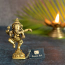 Brass God Ganesha Ji - intricately designed brass statue of Lord Ganesha, golden finish, auspicious and beloved deity, perfect for home decor and spiritual spaces, ideal for invoking blessings and removing obstacles, symbolizes wisdom, prosperity, and good fortune, enhances the spiritual energy and fosters a sense of divine presence, a sacred and revered addition to your collection of brass sculptures and figurines.