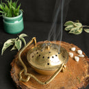 Brass Dhoop Dani - elegantly designed brass incense holder, ideal for burning incense cones or dhoop, golden finish, perfect for home rituals and meditation spaces, enhances the ambiance and fragrance during spiritual practices, symbolizes purification and spiritual elevation, a beautiful and practical addition to your collection of brass incense holders and spiritual accessories.