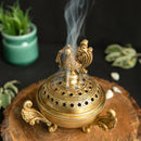 Brass Dhoop Dani - elegantly designed brass incense holder, ideal for burning incense cones or dhoop, golden finish, perfect for home rituals and meditation spaces, enhances the ambiance and fragrance during spiritual practices, symbolizes purification and spiritual elevation, a beautiful and practical addition to your collection of brass incense holders and spiritual accessories.