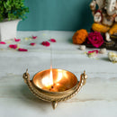 Small hanging Antique Bells Bowl Brass Decor Decoration Dipawali Diwali Festival Flower Gift Home Pooja Pot Puja Room Urli Uruli