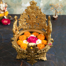 Brass Elephant Urli - meticulously designed brass decorative bowl featuring elephant motifs, golden finish, traditional Indian Urli, versatile home accent, ideal for floating flower petals or candles, symbolizes strength and wisdom, adds a touch of cultural charm and serenity to any space, perfect for creating an inviting ambiance and enhancing interior decor, a timeless piece of art for both indoor and outdoor settings.