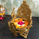 Brass Elephant Urli - meticulously designed brass decorative bowl featuring elephant motifs, golden finish, traditional Indian Urli, versatile home accent, ideal for floating flower petals or candles, symbolizes strength and wisdom, adds a touch of cultural charm and serenity to any space, perfect for creating an inviting ambiance and enhancing interior decor, a timeless piece of art for both indoor and outdoor settings.