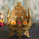Brass Elephant Urli - meticulously designed brass decorative bowl featuring elephant motifs, golden finish, traditional Indian Urli, versatile home accent, ideal for floating flower petals or candles, symbolizes strength and wisdom, adds a touch of cultural charm and serenity to any space, perfect for creating an inviting ambiance and enhancing interior decor, a timeless piece of art for both indoor and outdoor settings.