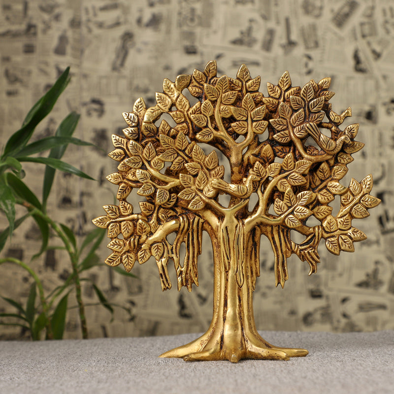 Brass Tree - intricately crafted brass tree sculpture, golden finish, represents strength, growth, and connection to nature, adds a natural and organic element to your home decor, symbolizes stability and grounding, a beautiful centerpiece or accent piece for any room, available in various sizes and designs, a timeless and versatile addition to your collection of brass sculptures and figurines, perfect for nature enthusiasts and those seeking a serene and harmonious atmosphere.