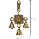 Brass Shera Vali Maa Bells - intricately designed brass bells featuring the Goddess Shera Vali Maa, golden finish, decorative home accent, emits a resonant and divine sound, perfect for invoking the blessings and protection of the goddess, ideal for worship, rituals, and spiritual practices, symbolizes courage, strength, and victory, enhances the ambiance with positive vibrations and divine energy, a sacred and empowering addition to your collection of brass artifacts.