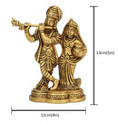 Brass God Radha Krishna Ji - intricately designed brass statue featuring Lord Krishna and Radha, golden finish, divine and eternal divine couple, perfect for home decor and spiritual spaces, ideal for invoking love, devotion, and divine union, symbolizes divine love, harmony, and transcendence, enhances the spiritual energy and fosters a sense of divine presence, a sacred and cherished addition to your collection of brass sculptures and figurines."