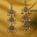Brass Lakshmi Ganesh Saraswati Bells - exquisitely crafted brass bells featuring the deities Lakshmi, Ganesh, and Saraswati, golden finish, decorative home accent, emits a harmonious and divine sound, perfect for invoking blessings and wisdom, ideal for spiritual practices, rituals, and festive occasions, symbolizes prosperity, success, and knowledge, enhances the ambiance with positive vibrations and divine energy, a sacred and auspicious addition to your collection of brass artifacts.
