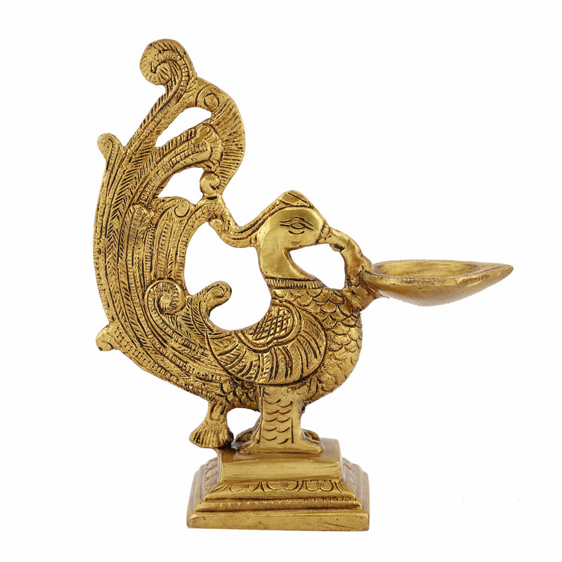 Jaszz Art Brass Front Peacock Diya
