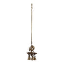  Ethnic peacock Design Hanging Chain 5 Oil Wick Lamp Bells Diya Diyas antique brass decor Diwali Dipawali Festival gift gifts God gold golden home item items love luck pooja puja room Vastu wealth