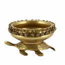 Brass Turtle Urli - intricately crafted brass decorative bowl with turtle motifs, golden finish, traditional Indian Urli, versatile home accent, ideal for floating flower petals or candles, symbolizes longevity and harmony, adds a touch of serenity and natural beauty to any space, perfect for creating a tranquil ambiance and enhancing interior decor, a timeless piece of art for both indoor and outdoor settings.