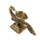  Ethnic Curved Twin pair Peacock Oil Wick Lamp big Diya antique brass decor Diwali Dipawali Festival gift gifts God gold golden home item items love luck pooja puja room Vastu wealth