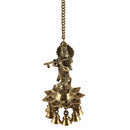  Ethnic Krishna ji Design Hanging Chain 9 Oil Wick Lamp Bells Diya Diyas antique brass decor Diwali Dipawali Festival gift gifts God gold golden home item items love luck pooja puja room Vastu wealth