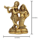 Brass God Radha Krishna Ji - intricately designed brass statue featuring Lord Krishna and Radha, golden finish, divine and eternal divine couple, perfect for home decor and spiritual spaces, ideal for invoking love, devotion, and divine union, symbolizes divine love, harmony, and transcendence, enhances the spiritual energy and fosters a sense of divine presence, a sacred and cherished addition to your collection of brass sculptures and figurines."
