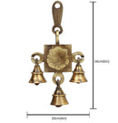 Brass Lakshmi Ganesh Saraswati Bells - exquisitely crafted brass bells featuring the deities Lakshmi, Ganesh, and Saraswati, golden finish, decorative home accent, emits a harmonious and divine sound, perfect for invoking blessings and wisdom, ideal for spiritual practices, rituals, and festive occasions, symbolizes prosperity, success, and knowledge, enhances the ambiance with positive vibrations and divine energy, a sacred and auspicious addition to your collection of brass artifacts.