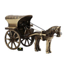 Brass horse cart product - meticulously designed brass sculpture, vintage-inspired horse-drawn cart, intricate details, golden finish, decorative home accent, evokes a sense of nostalgia and charm, adds elegance to any decor, ideal gift for enthusiasts of classic craftsmanship.
