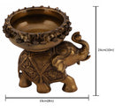 Brass Elephant Urli - meticulously designed brass decorative bowl featuring elephant motifs, golden finish, traditional Indian Urli, versatile home accent, ideal for floating flower petals or candles, symbolizes strength and wisdom, adds a touch of cultural charm and serenity to any space, perfect for creating an inviting ambiance and enhancing interior decor, a timeless piece of art for both indoor and outdoor settings.