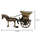 Brass horse cart product - meticulously designed brass sculpture, vintage-inspired horse-drawn cart, intricate details, golden finish, decorative home accent, evokes a sense of nostalgia and charm, adds elegance to any decor, ideal gift for enthusiasts of classic craftsmanship.