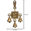Brass Swastik Bells - beautifully crafted brass bells with Swastik symbol, golden finish, decorative home accent, emits a melodious and auspicious sound, perfect for invoking positive energy and blessings, ideal for spiritual practices, ceremonies, and home decor, symbolizes good luck, prosperity, and spiritual well-being, enhances the ambiance with positive vibrations, a sacred and meaningful addition to your collection of brass artifacts.
